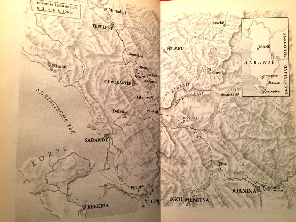 Kaart reisroute 1809, 1996 en 2009
