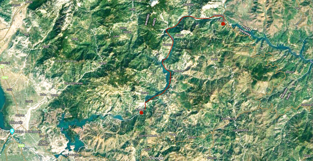 kaart google koman-fierze