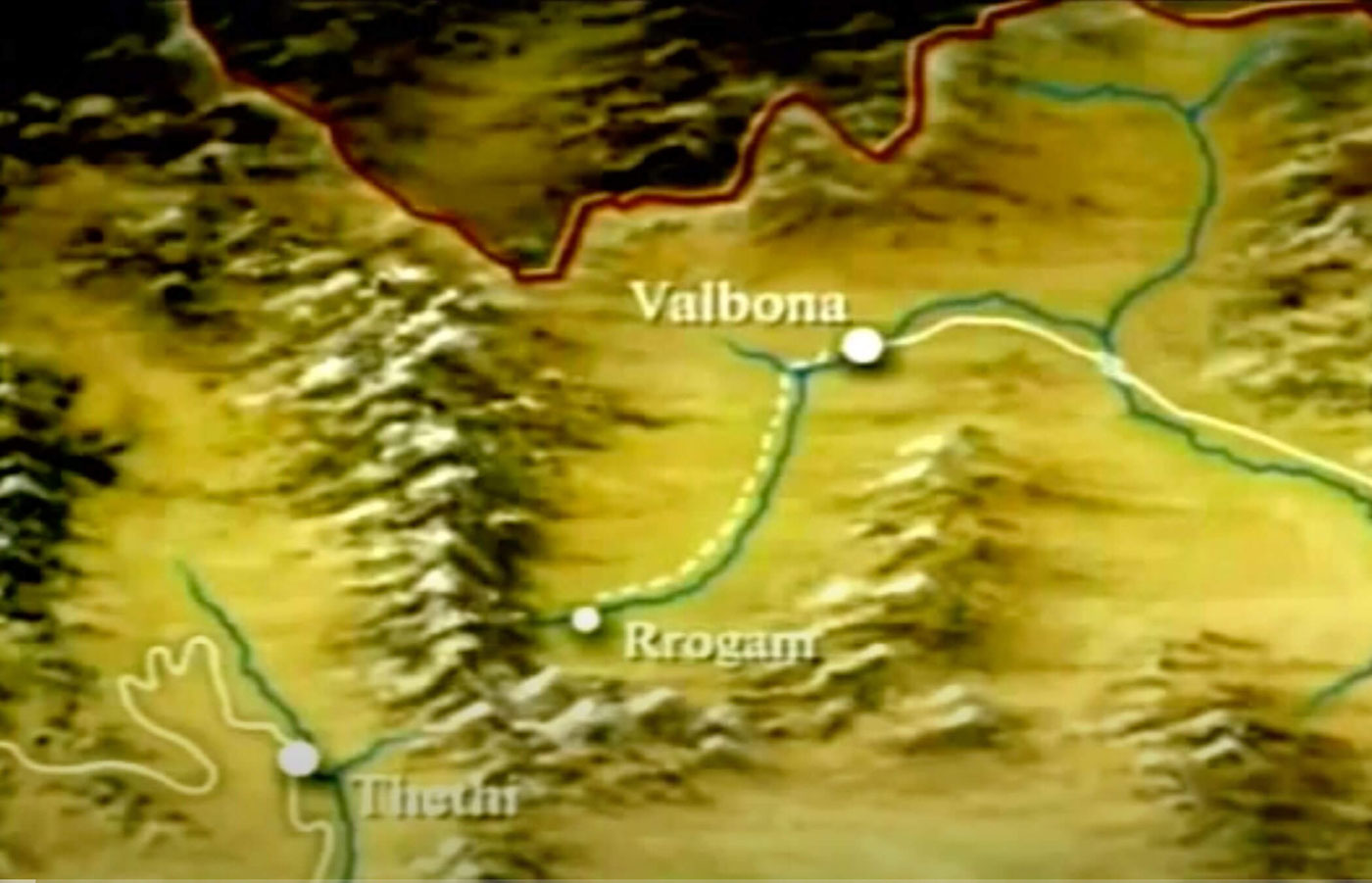 Reliefkaart Valbona-Rrogam-Theth