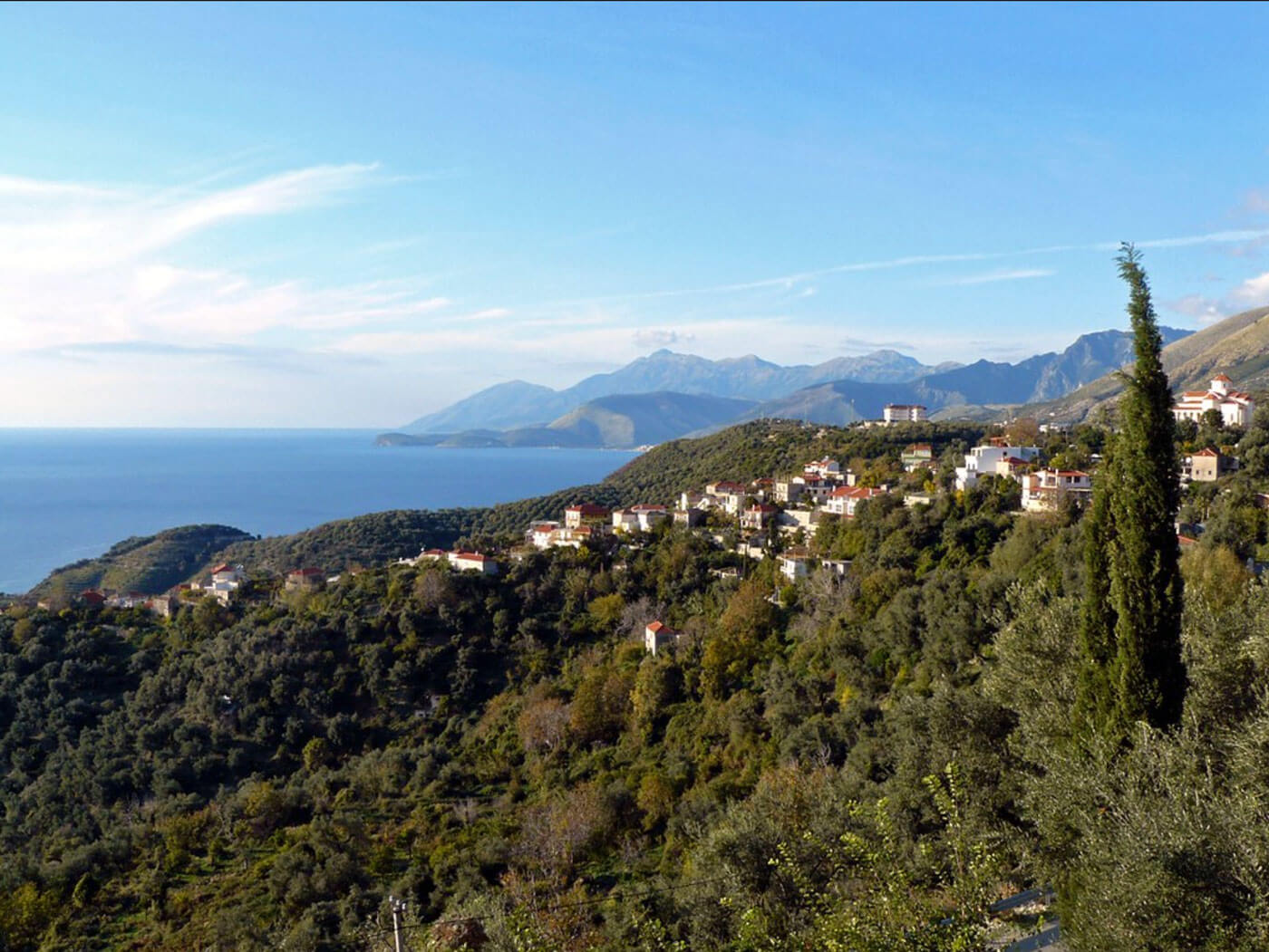 Lukva village on a hill in Albania